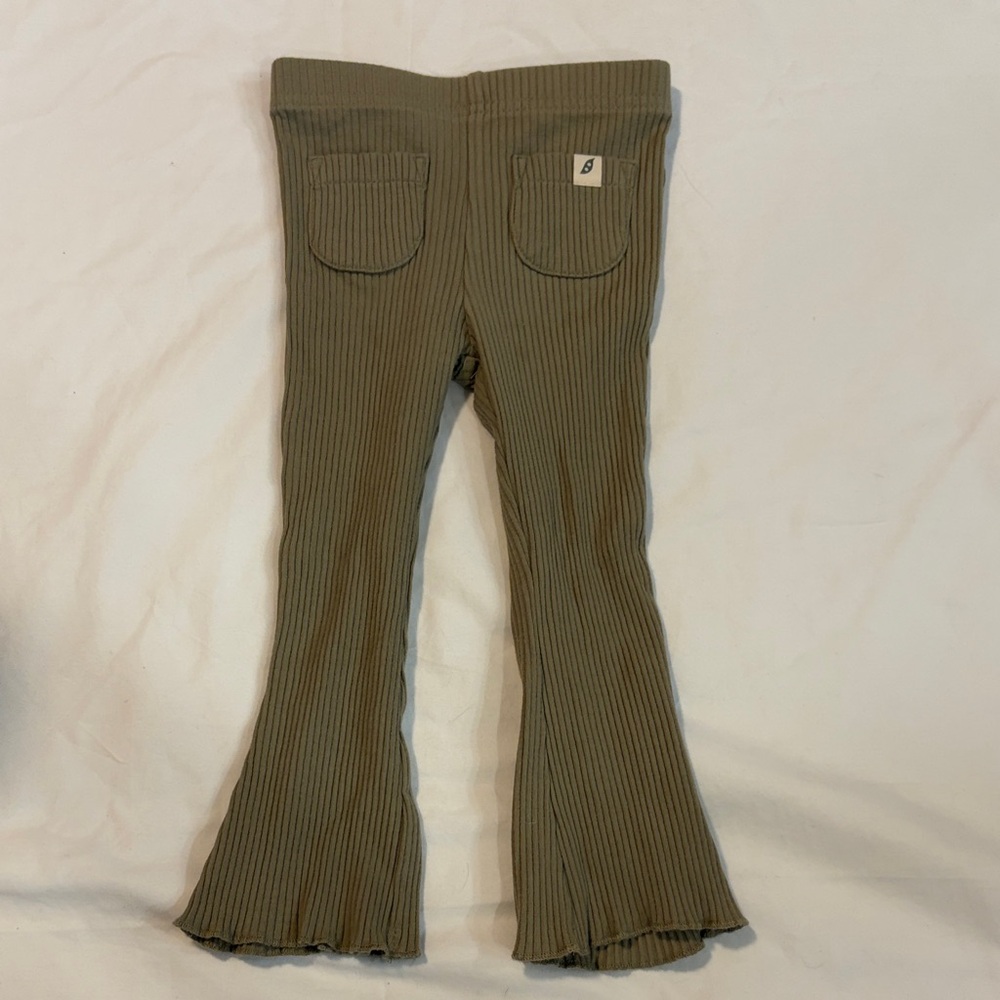 Easy Peasy Baby Green Ribbed Flare Pants